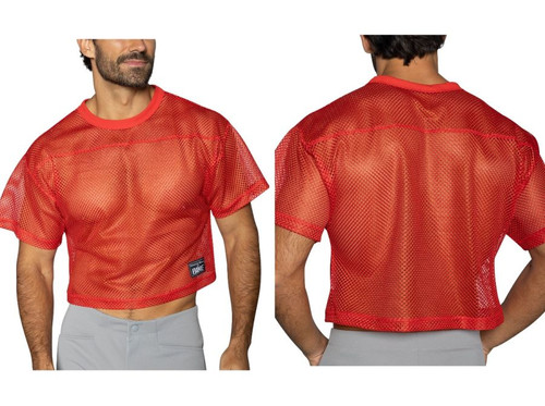 Men’s Short Sleeve Practice Jersey – Bold Breathable Athletic Mesh Top (Bright Red) by BIKE Athletic