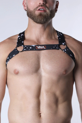 VAUX Pulse Elastic Harness – Black Star Print Performance Harness by CellBlock 13