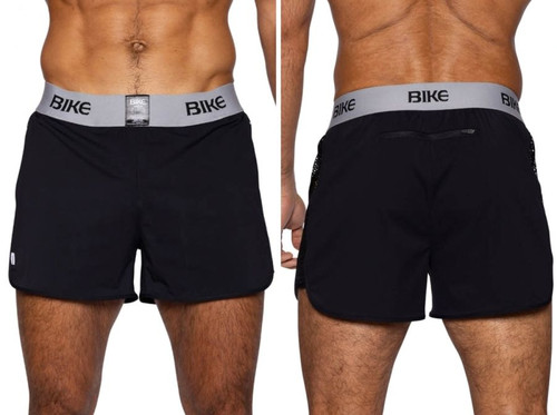 Men’s Peek-a-boo Jock Short – Athletic Performance Lounge Short (Black) by BIKE Athletic