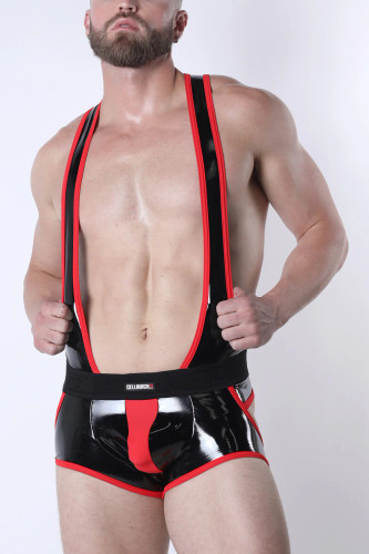 Men's Liquid Night Singlet Jock – Gloss Fetish Singlet (Red) by CellBlock 13