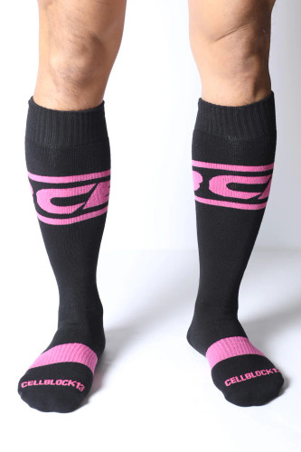 Men's Kennel Club Dark Pup Knee High Socks – Athletic Fetish Socks (Pink) by CellBlock 13