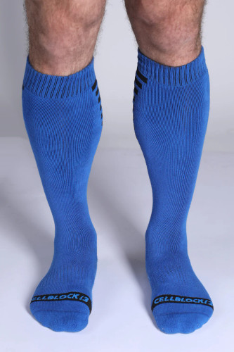 Men's Iron Grip Knee High Socks – Athletic Performance Socks (Blue) by CellBlock 13