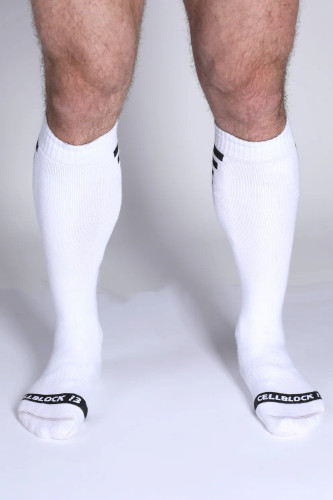 Men's Iron Grip Knee High Socks – Athletic Performance Socks (White) by CellBlock 13