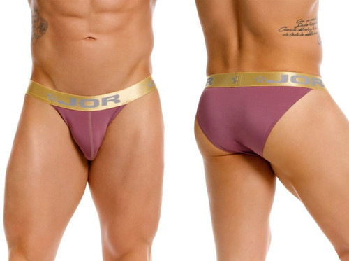 Men's Soho Bikini – Low-Rise Bikini Underwear with Gold Waistband (Wine) by JOR