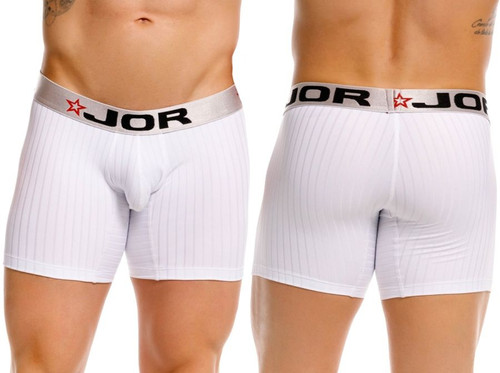 Men's Cronos Boxer Briefs – Textured Long-Leg Boxer Briefs (White) by JOR