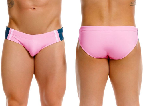 Men's Wind Swim Brief – Retro Color-Block Swim Brief (Pink) by JOR