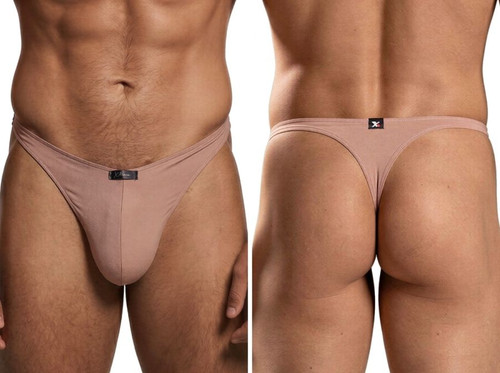 Men's Microfiber Thong – Low-Rise Microfiber Thong Underwear (Khaki) by Xtremen