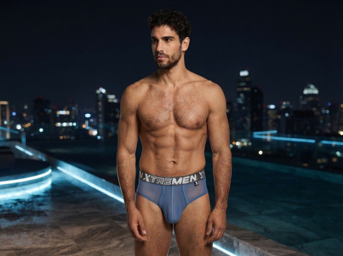 Men's Microfiber Mesh Briefs – Breathable Low-Rise Mesh Underwear (Blue) by Xtremen