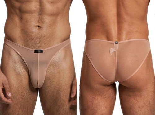 Men's Microfiber Mesh Bikini – Sheer Low-Rise Mesh Underwear (Brown) by Xtremen