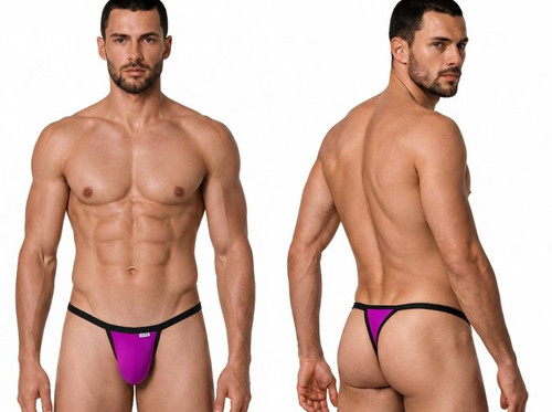 Men's String Thong – Low Rise Sexy Pouch Underwear (Magenta) by CandyMan