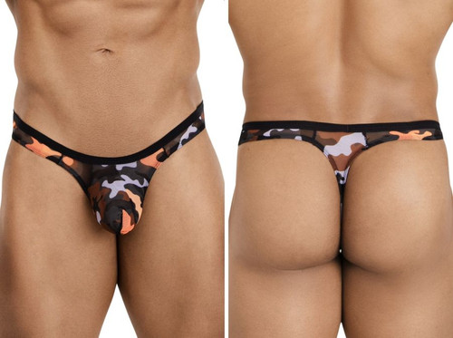 Men's Sheer Camouflage Mesh Thong – Low-Rise Contour Pouch Underwear by Pikante