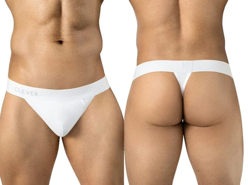 Men's Marsella Thong – Jumbo Enhancement Pouch String Thong (White) by Clever