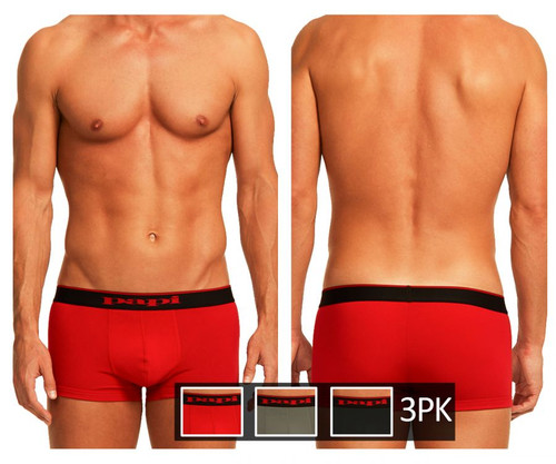 980501-950 Papi Men's 3PK Cotton Stretch Brazilian Solids Color Red-Gray-Black