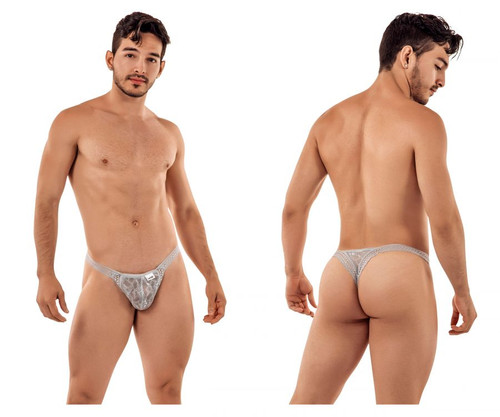 99420 CandyMan Men's Double Lace Thong Color Gray