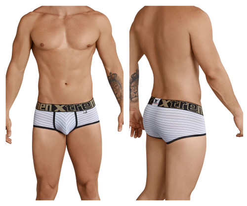 91029 Xtremen Men's Stripes Brief Color White