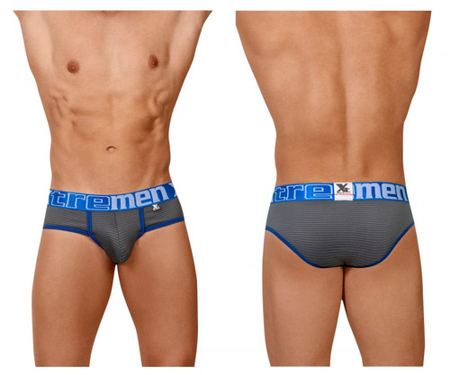 91062 Xtremen Men's Athletic Piping Briefs Color Gray