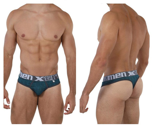 91073 Xtremen Men's Microfiber Jacquard Thong Color Jade