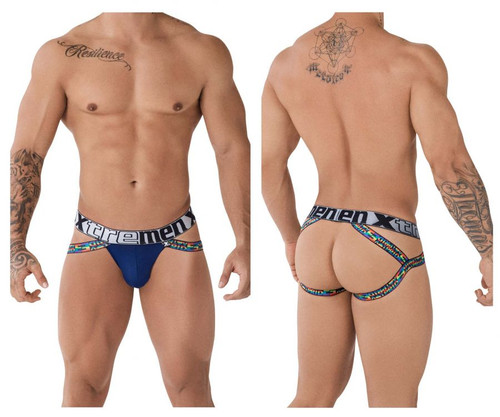 91084 Xtremen Men's Microfiber Pride Jockstrap Color Blue