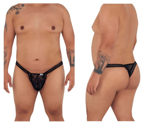 99420X CandyMan Men's Double Lace Thong Color Black