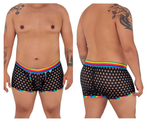 99511X* CandyMan Men's Polka Mesh Trunks Color Black-Rainbow