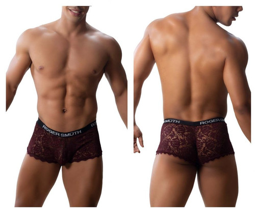 RS035 Roger Smuth Men's Lace Trunks Color Burgundy