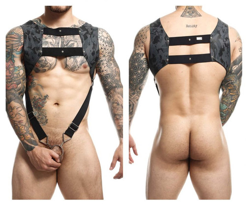 DMBL08* MaleBasics Dngeon Crop-Top Cock-Ring Harness Color Midnight