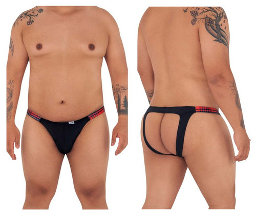 99536X CandyMan Men's Bikini Jockstrap Color Black Plaid