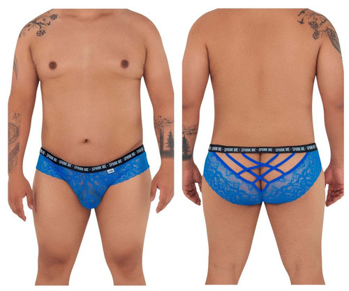 99615X CandyMan Men's "Spank Me" Lace Briefs Color Blue