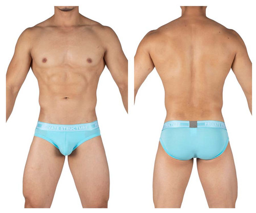 PBUT4378 Private Structure Men's Bamboo Mid-Waist Mini Briefs Color Bright Cyan