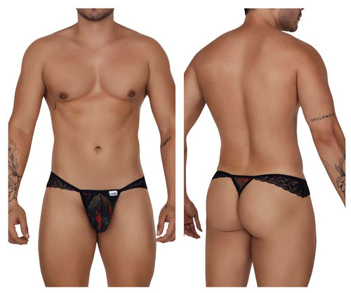 99658 CandyMan Men's Lace Thong Color Black-Print