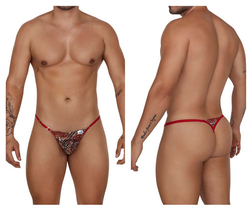 99685 CandyMan Men's Lace Thong Color Red-Snake