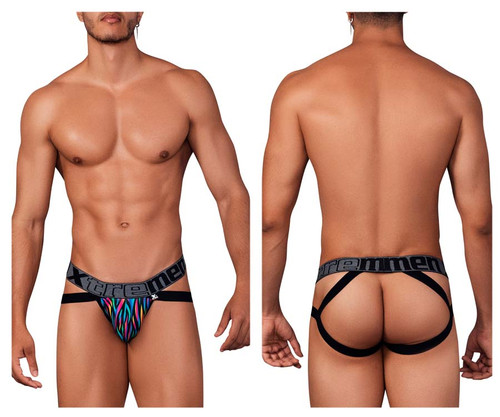 91148 Xtremen Men's Printed Microfiber Jockstrap Color Disco Zebra