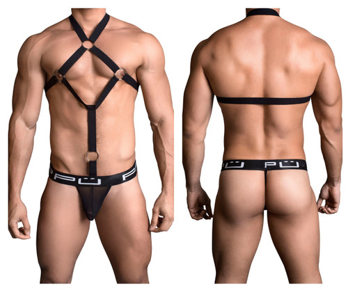 1705 PPU Men's Harness Thong Color Black 