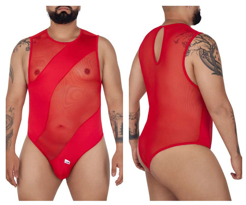 99699X CandyMan Men's Mesh Bodysuit Color Red