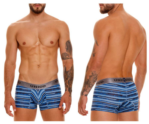 23080100114 Unico Men's Rayado Trunks Color 43-Blue