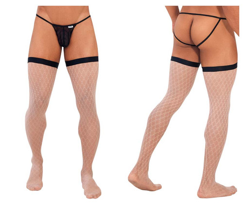 99735 CandyMan Mesh Thigh-Highs Color Beige