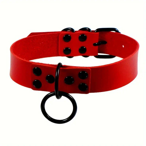 PU Leather Choker Collar Color Red