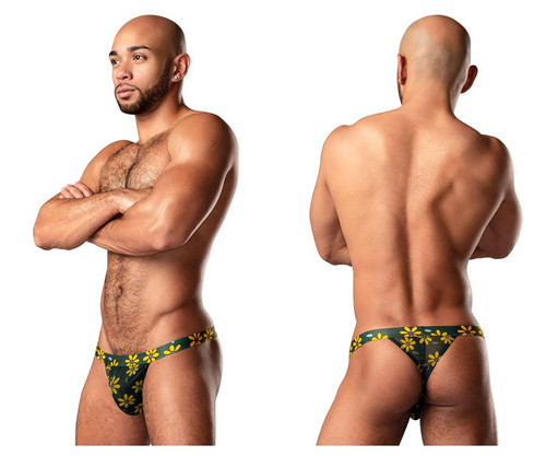 433-285 MalePower Men's "Petal Power" Micro Thong Color Daisy Print