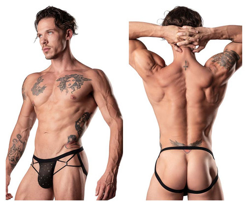 384-288 MalePower Men's "Show Stopper" Jockstrap Color Silver Mesh Dot