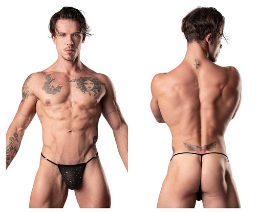 450-288 MalePower Men's "Show Stopper" G-String Color Silver Mesh Dot