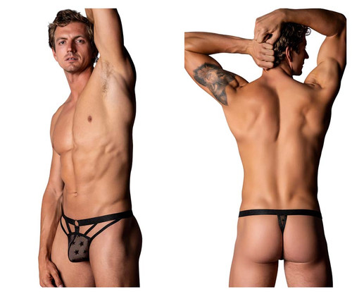 416-291 MalePower Men's Love Star Thong with Ring Color Black