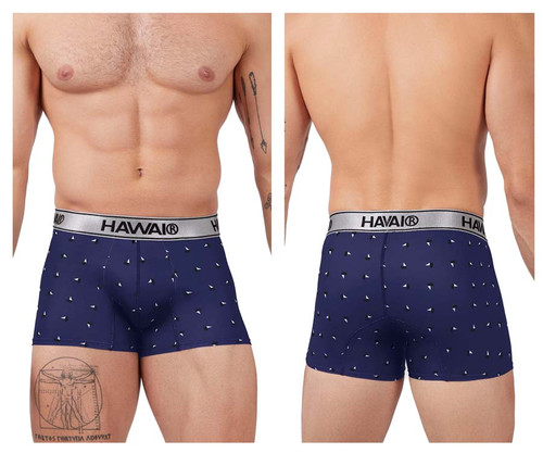 42470 Hawai Men's Printed Microfiber Trunks Color Blue