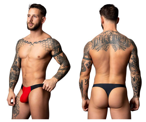 442-300 MalePower Men's "Hot Mesh" Bong Thong Color Black-Red