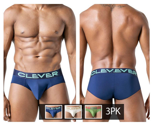 519968 Clever Men's 3PK Australian Latin Briefs Color Beige-Blue-Green