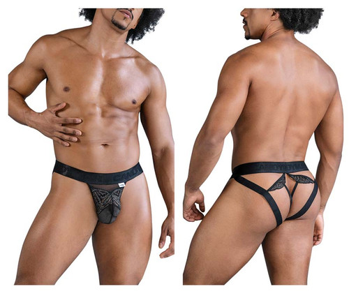 99849 CandyMan Men's Lace-Mesh Thong Color Black