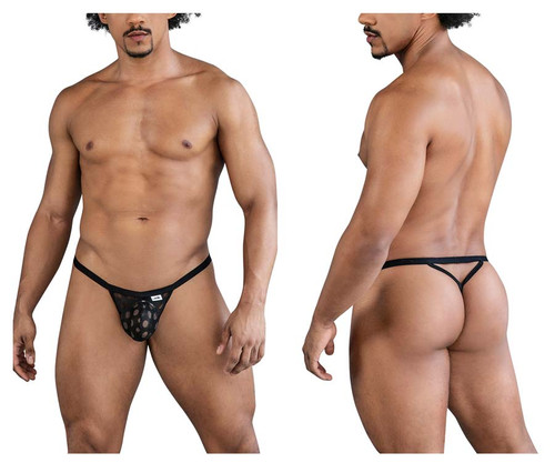 99856 CandyMan Men's Polka Mesh Thong Color Black