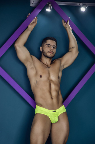 91227 Xtremen Men's Microfiber Briefs Color Neon Green