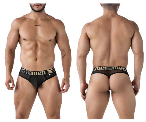 91235 Xtremen Men's Microfiber Thong Color Black