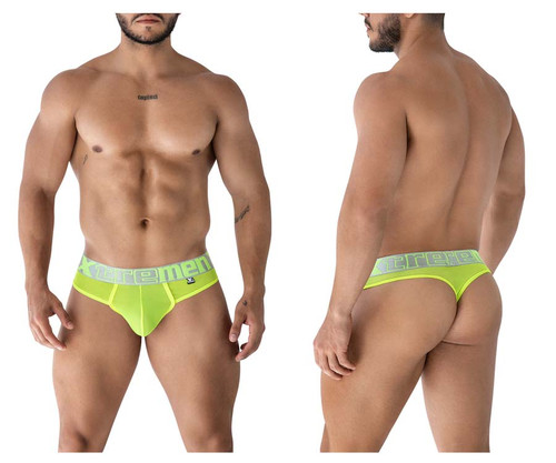 91235 Xtremen Men's Microfiber Thong Color Neon Green