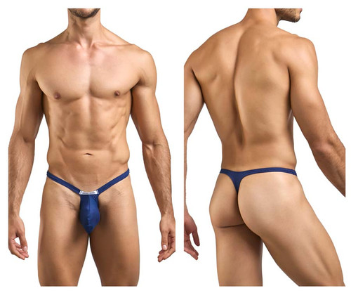 XSJBU02 Justin+Simon Men's Bulge Thong Color Peach Navy